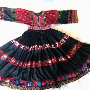 afghani tribal dress vintage hand embroidered